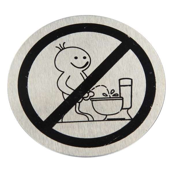 Toilet Deurbordje Verboden Staand te Plassen – 7cm – Wc Bordje – Pictogram