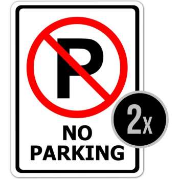 Borden | Pictogram | No parking | Verboden te parkeren | Parkeerverbod | 27 x 36 cm | 2 stuks