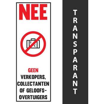 Sticker geen verkopers en collectanten - Geen deurverkoop Sticker Transparant- Anti Colportage - Deur aan Deur verkoop