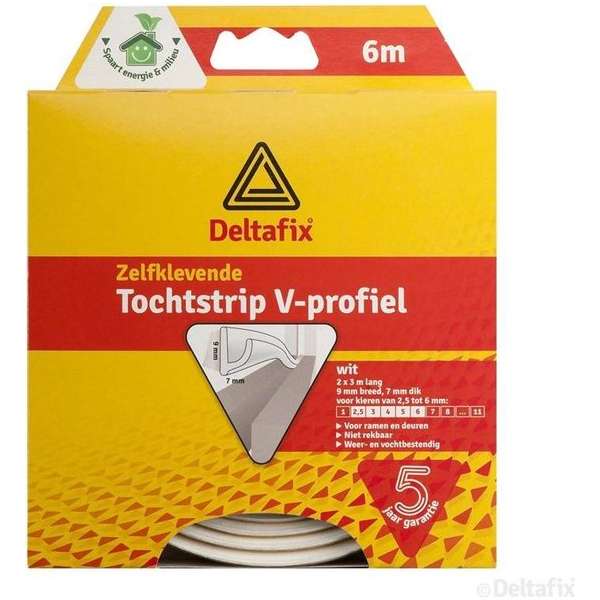 Tochtstrip V-Profiel Epdm 6 M 9 mm Wit