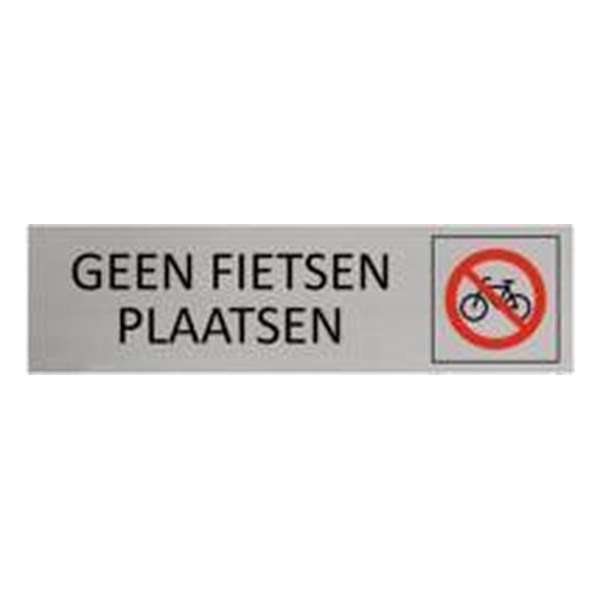 Aluminium Bordje hier geen fietsen plaatsen 165x45mm met tape