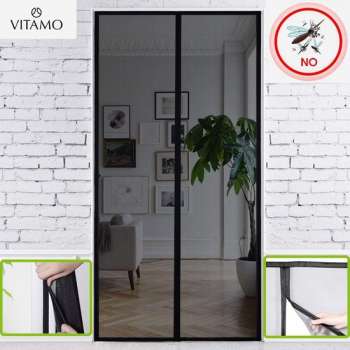 VITAMO Magnetisch Vliegengordijn - Premium Glasvezel Horgordijn - Deurhor - Deurgordijn - 210 x 101 cm - Zwart