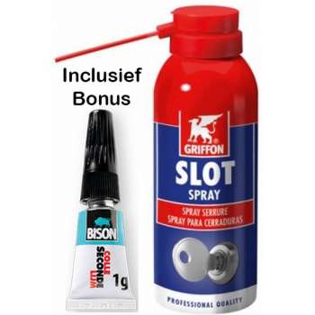 Griffon - Slotspray - Sloten Spray - Slot Spray - Sleutelspray - Smeermiddel - Inclusief Bison secondelijm