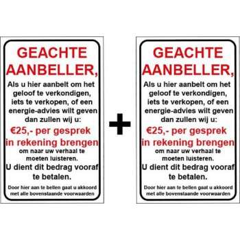 Brievenbussticker - Geachte aanbeller vijfentwintig euro - Nee geen verkoop aan de deur - Promessa-Design.