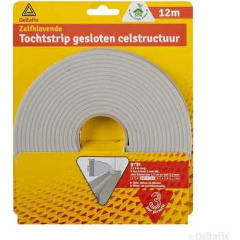 Tochtstrip Gesloten Structuur 12 M 9 mm Grijs