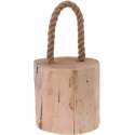 1x Deurstopper teak met draagtouw 19 cm - Huishouden - Woonaccessoires/benodigdheden - Deurstoppers/raamstoppers van hout