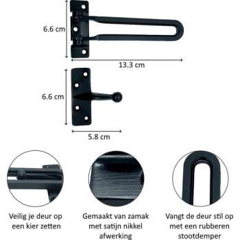 Kierstandhouder - Binnendraaiend - Zink legering - Satijn nickel afwerking - Rubbere stootdemper