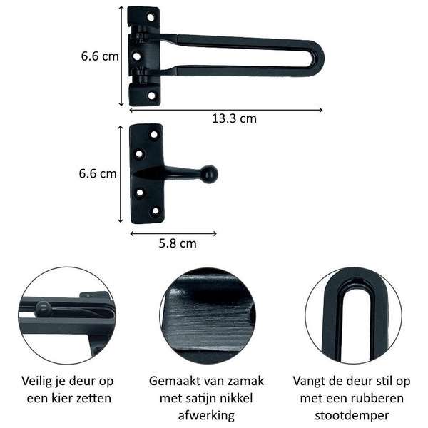 Kierstandhouder - Binnendraaiend - Zink legering - Satijn nickel afwerking - Rubbere stootdemper