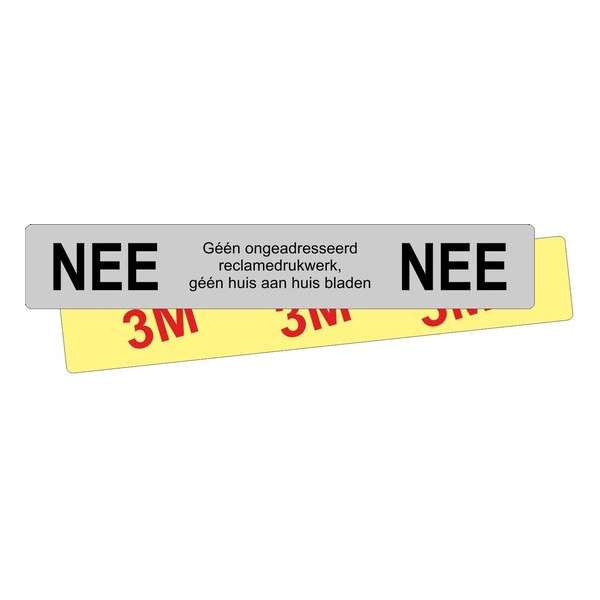 Kunststof Nee/Nee Brievenbus plaatje met tape -  120x20mm - 1 stuk