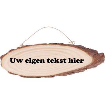 Van hout gemaakte naambord voordeur gepersonaliseerd met eigen tekst en of afbeelding