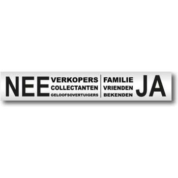 Nee Ja brievenbus sticker aluminium - Nee Verkopers - Ja Familie - Zwarte tekst - Promessa-Design