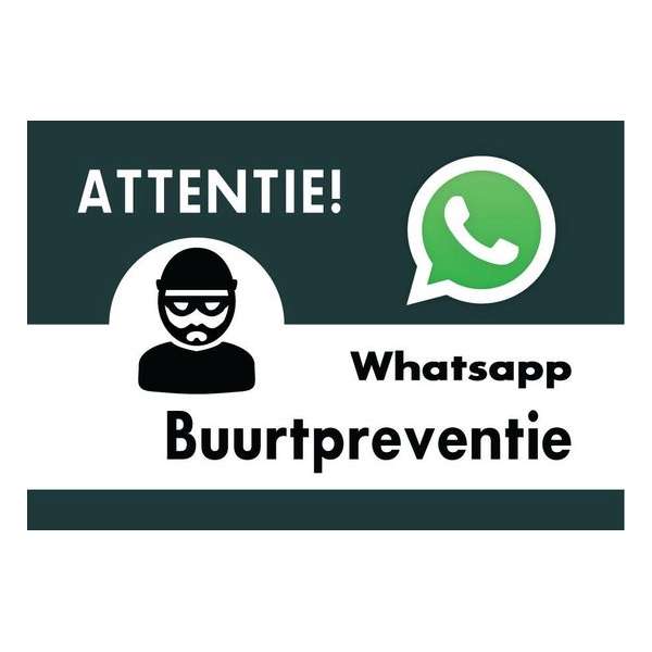 Bord WhatsAppBuurtPreventie - met gaatjes en ophangset