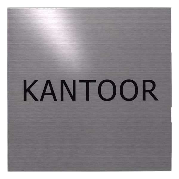 RVS deurbordje tekst: kantoor | 5 jaar garantie | VIERKANT 125X125MM | Zelfklevend | Plakstrip