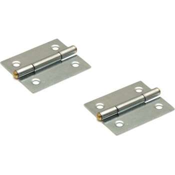 2x stuks scharnier / bouwscharnier / meubelscharnieren ijzer met rechte hoeken - 2.5 x 2 cm