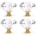 4 Stuks - Diamanten Kastgreep - Crystal Glass - Kast Knoppen - Lades - Dressoir - Boekenkast - Kledingkast  - 40mm - Goud)