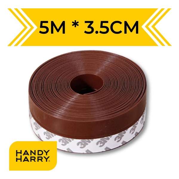 HANDY HARRY® Tochtstrip voor deuren - 5mx3.5cm - Bruin - Zelfklevend