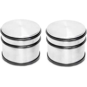 2x Ronde deurstoppers met rubberen bescherming - 9 x 7.5 cm - 1.1 kg - deurstop