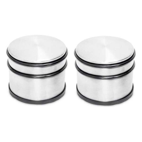 2x Ronde deurstoppers met rubberen bescherming - 9 x 7.5 cm - 1.1 kg - deurstop