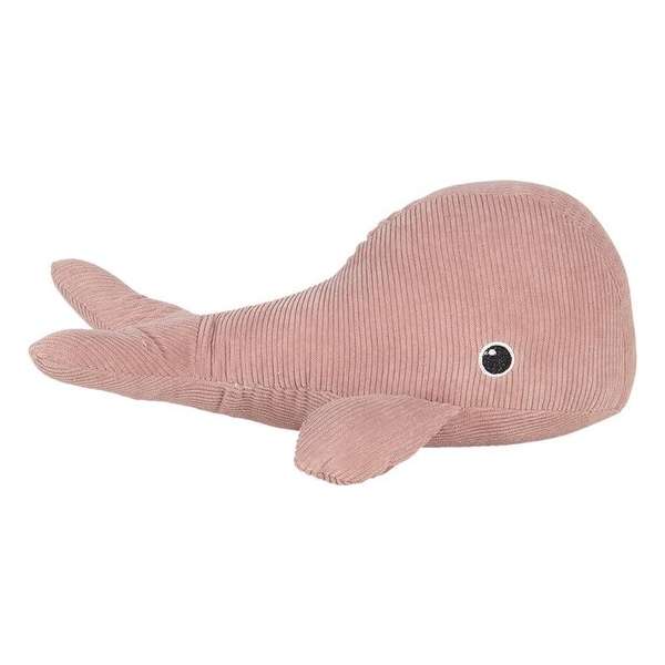 Clayre & Eef Deurstopper Walvis 37*34*15 cm Roze Polyester Deurklem Deurwig