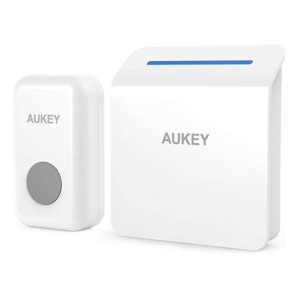 AUKEY Draadloze deurbel Ingebouwde batterijzender en ontvanger (wit, ST-D1)