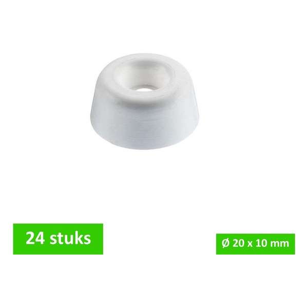 TQ4U stootdop closetbuffer - Ø 20 mm x 10 mm hoog - kunststof - helder wit - 24 STUKS