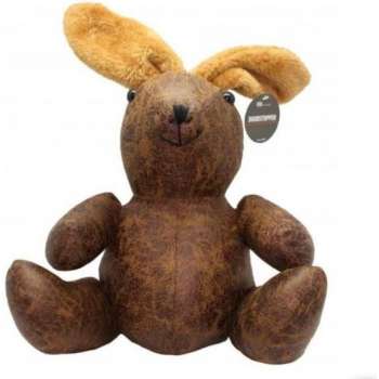 Deurstopper konijn bruin leder-look 1,5 kg - deurstop 32 cm hoog