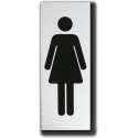 WC Toilet deurbordje Dames. - Toilet vrouw. - Geborsteld Aluminium. - 50 mm x 130 mm x 1 mm.