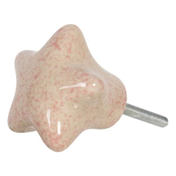 Clayre & Eef Deurknop 4*3*4 cm Roze Keramiek Meubelknop