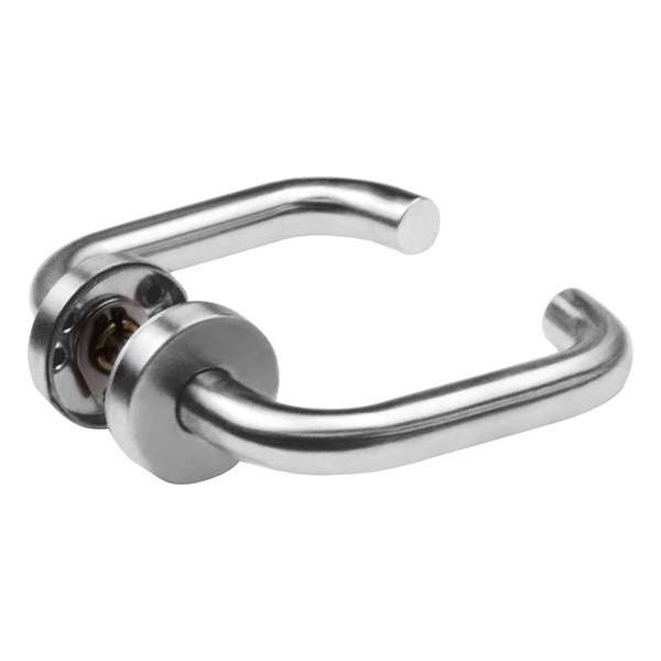 AMIG Deurklink RVS 140x19mm – Rond Rozet 53mm – Terugslagveer – Zilver