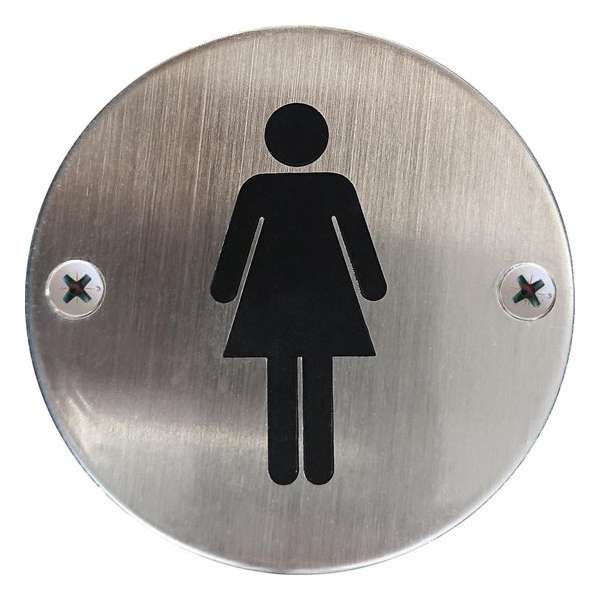 AVENUE pictogram toilet dames gegraveerd in rvs rond Ø 75mm