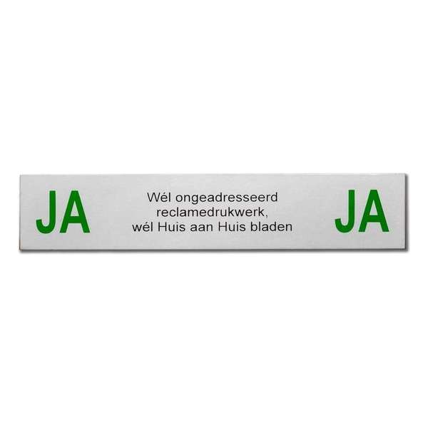 Ja Ja reclame brievenbus sticker Aluminium | Zelfklevend deur bordje ja ja sticker