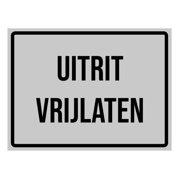 Uitrit Vrijlaten Bord | Antraciet | Kunststof | 330 x 245mm