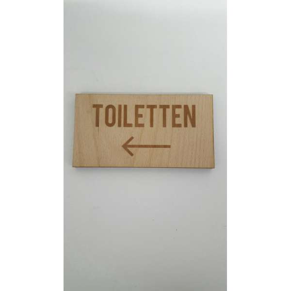 Bordje Toiletten met pijl links - klein