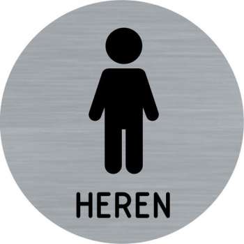 Deurbordje - toiletbord - herentoilet - bordje - heren - rond met RVS look