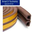 KD | Small D Tochtstrip | 2,5 meter X 2 | Water, vocht en wind werend | Bruin Tochtband