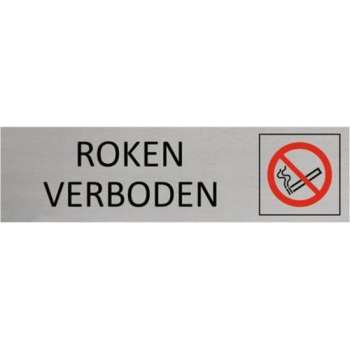 Aluminium Deurbordje Roken Verboden 165x45mm met tape