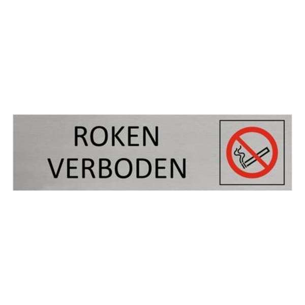 Aluminium Deurbordje Roken Verboden 165x45mm met tape