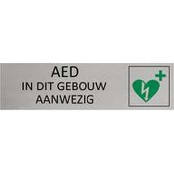 Aluminium Deurbordje AED in dit gebouw aanwezig 165x45mm met tape