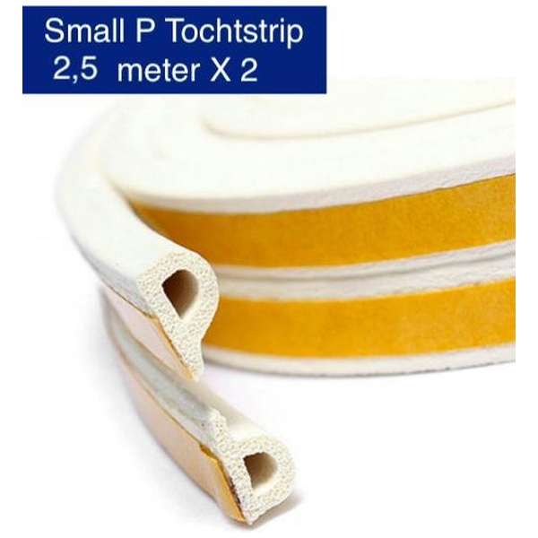 KD | Small P Tochtstrip | 2,5 meter X 2 | Water, vocht en wind werend | Wit Tochtband