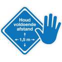 Sticker Corona "Houd 1,5 meter afstand"- 6cm blauw