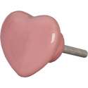 Clayre & Eef Deurknop 4*4 cm Roze Keramiek Hartvormig Meubelknop