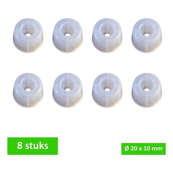 TQ4U stootdop closetbuffer - Ø 20 mm x 10 mm hoog - kunststof - transparant - 8 STUKS