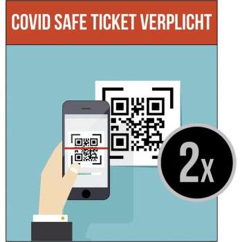 Borden | Pictogram | Covid Safe Ticket verplicht | Corona | QR code | 22 x 25 cm | 2 stuks