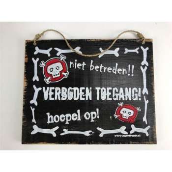 Tekstbord Verboden toegang zwart 24x30 cm van hout