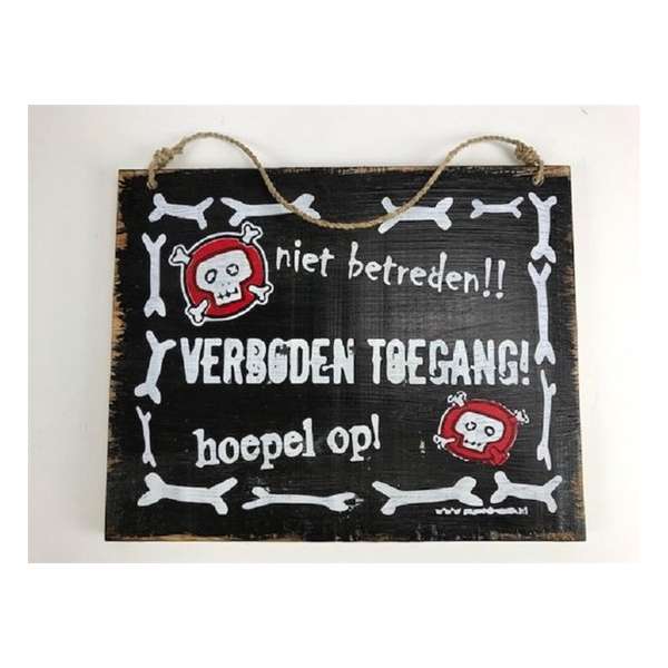 Tekstbord Verboden toegang zwart 24x30 cm van hout