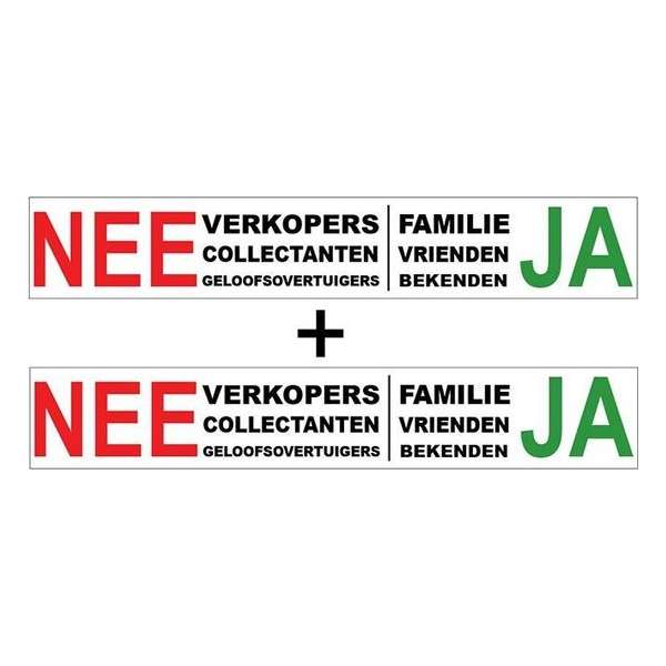 Brievenbussticker - Nee verkopers collectanten - Ja Familie Vrienden Bekenden - Promessa-Design.