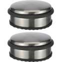 2x stuks deurstoppers rond metaal 10 x 4 cm - Deurstop/deurvastzetter