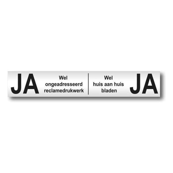 Ja Ja sticker brievenbus - Aluminium zwart - Ja sticker wel reclame - 150 mm x 25 mm x 0,5 mm - Promessa-Design.