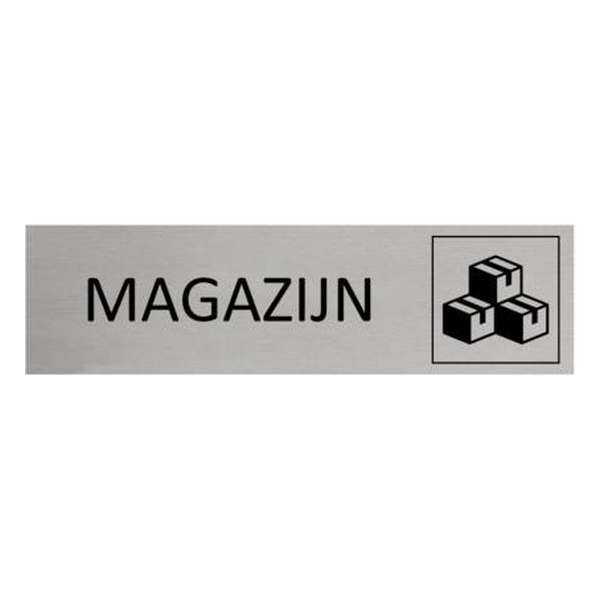 Aluminium Deurbordje Magazijn 165x45mm met tape