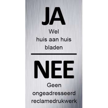 Ja Nee Sticker - Deursticker - Ja Huis Aan Huis Bladen - bordje - Acrylaat - 95 mm x 50 mm - Aluminiumlook